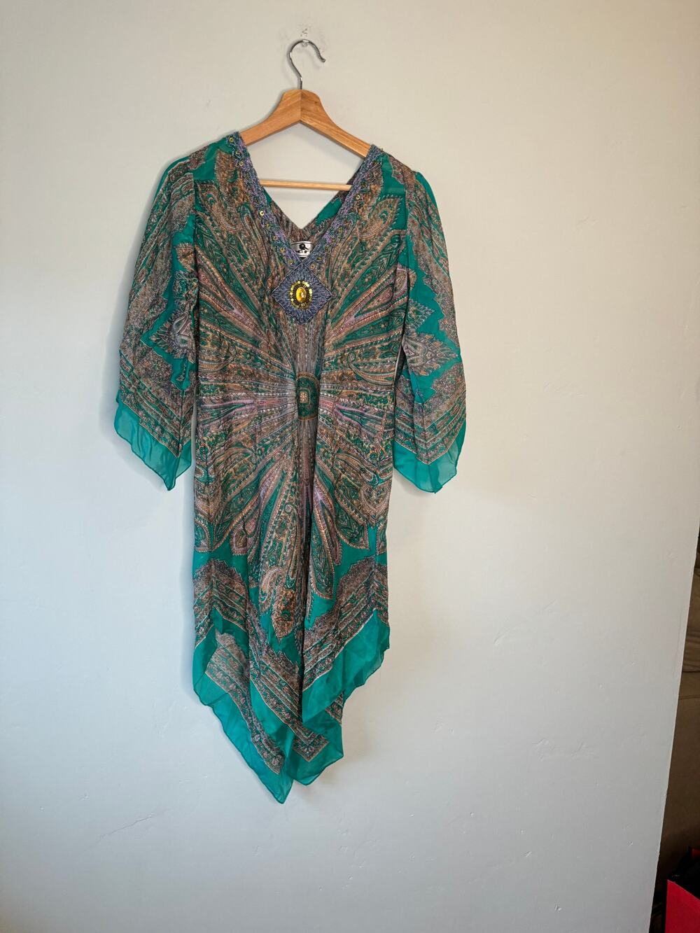 Baru 100% Silk Multi-Color Pullover Swim Coverup Dress